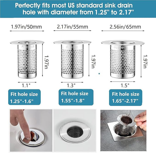 Hair Catcher Shower Drain, Bathtub Drain Cover, Deep Stainless Steel Sink - Image 2