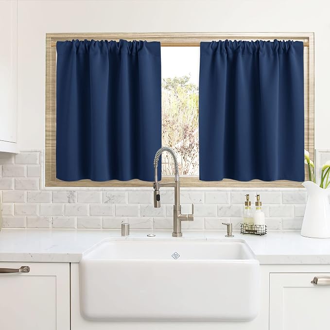 RYB HOME Blackout Curtains for Kitchen, Over Sink Privacy Curtains Window Decor by RYBHOME