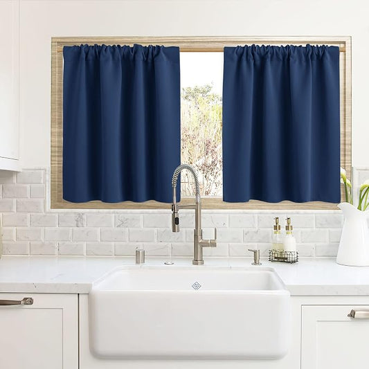 RYB HOME Blackout Curtains for Kitchen, Over Sink Privacy Curtains Window Decor by RYBHOME