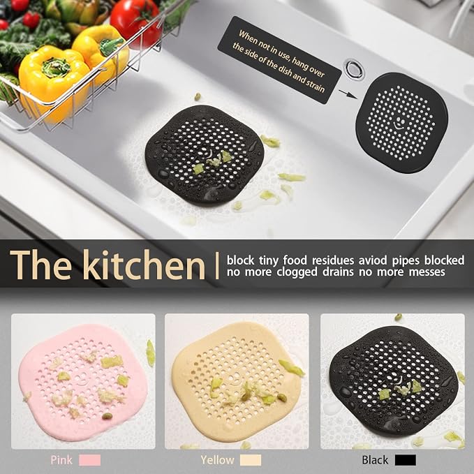 2 Pack Drain Hair Catcher Sturdy Silicone Shower Drain Protector Sink Drain - Image 3
