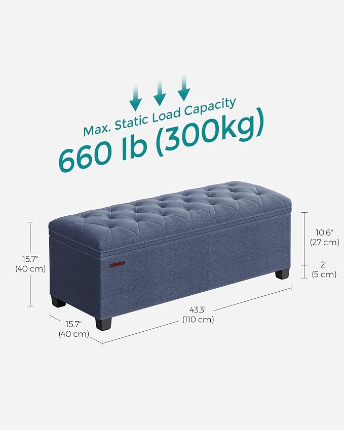 SONGMICS Storage Ottoman Bench, Foot Rest - Image 2