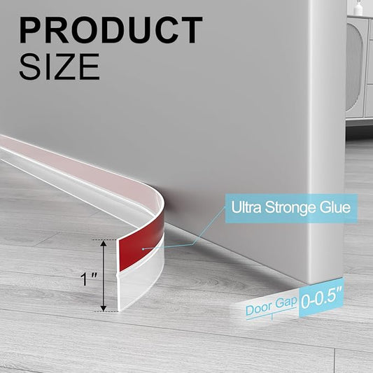Heavy-Duty 20 ft x 1 in Weather Stripping, Door Draft Stopper Silicone Seal - Image 2