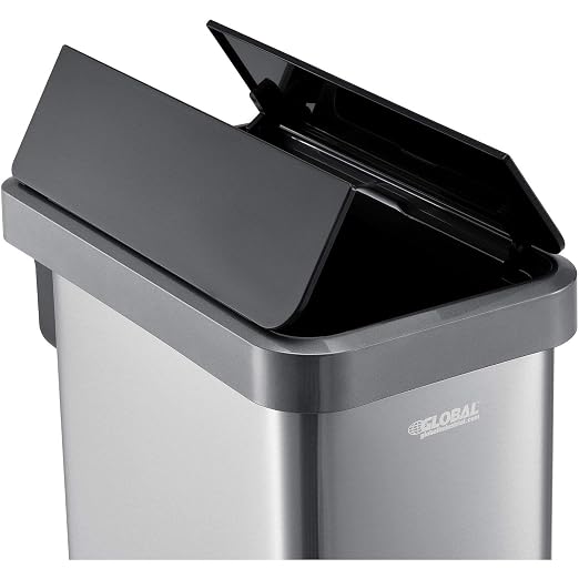 Global Industrial 12 Gallon Stainless Steel Slim Trash Can, Rectangular - Image 3