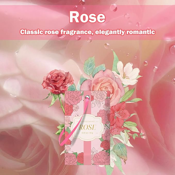 SCENTORINI Scented Sachets for Drawers and Closets, Rose Scent 14 Pack - Image 2