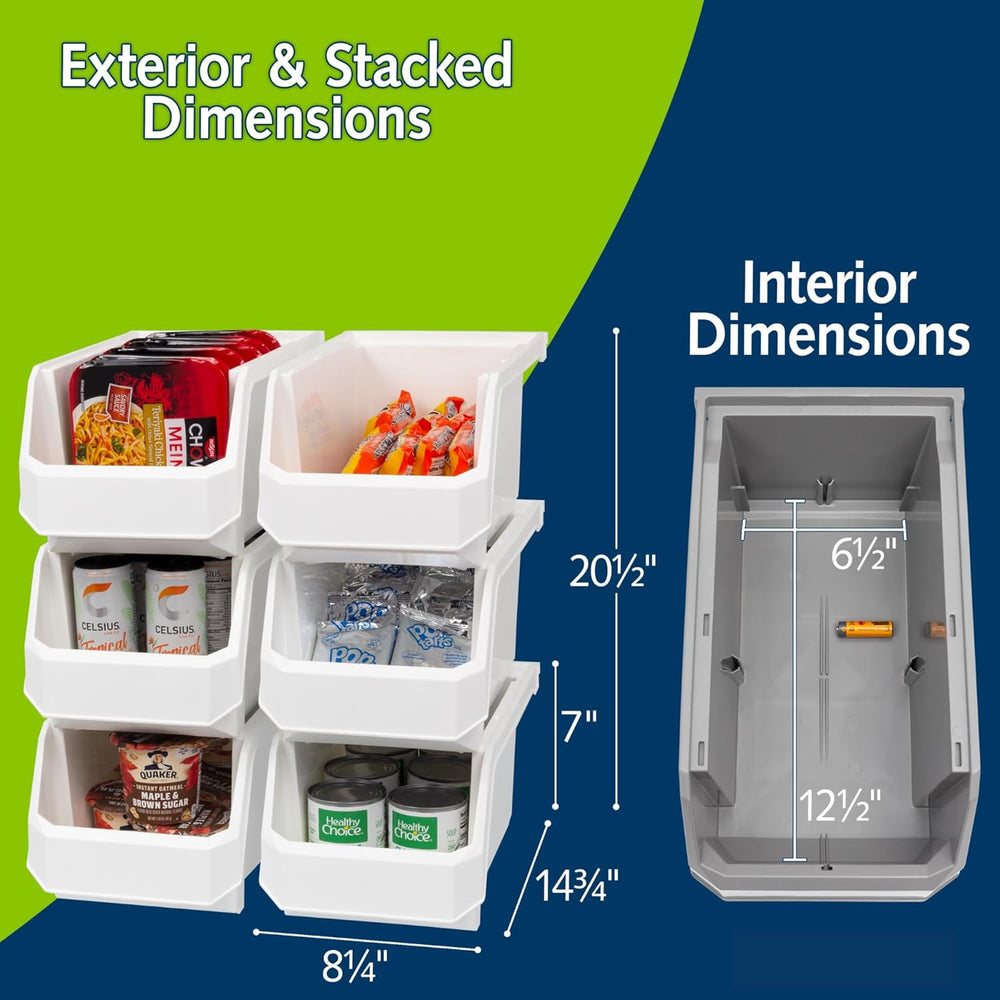 ReadySpace Large Stackable Plastic Storage Bins, 6-Pack, White