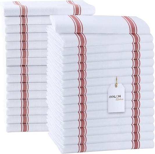 Dish Towels Set Size 15x25 Inch, 100% Cotton Soft & Absorbent Linen Kitchen by Avalon+Kitchen