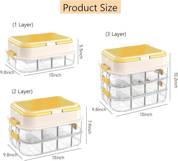 Toy Storage Organizer Box with Handle, Stackable Building Block Toy Box with - Image 7
