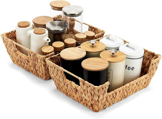 Water Hyacinth Wicker Basket 2 Pack by ROSOS