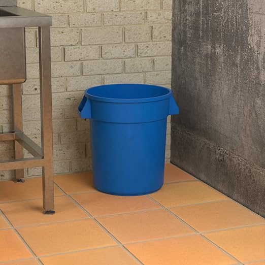 20 Gallon Blue Round Commercial Trash Can - Image 4