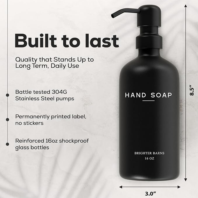 Black Glass Soap and Lotion Dispenser Set by Brighter Barns - Image 3
