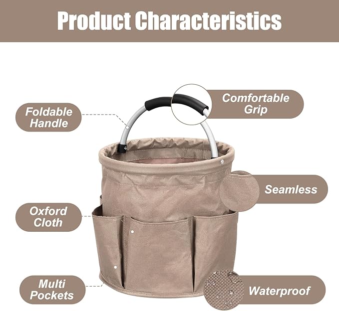 Qivine 17L Cleaning Caddy with Handle, Cleaning Supply Caddy Foldable Cleaning - Image 4