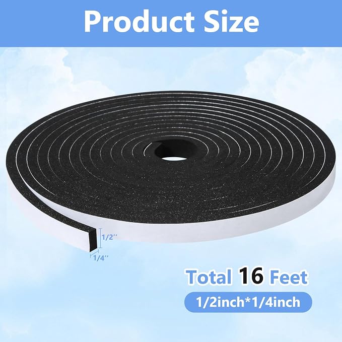 Weather Stripping Door Seal Strip- 1/2 Inch X 1/4 Inch X 16Feet, Strong Adhesive - Image 2