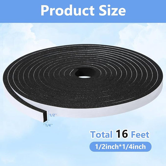 Weather Stripping Door Seal Strip- 1/2 Inch X 1/4 Inch X 16Feet, Strong Adhesive - Image 2