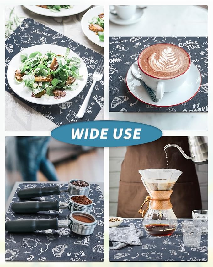 AMOAMI Coffee Mat Hide Stain Rubber Backed Absorbent Dish Drying Mat - Image 6