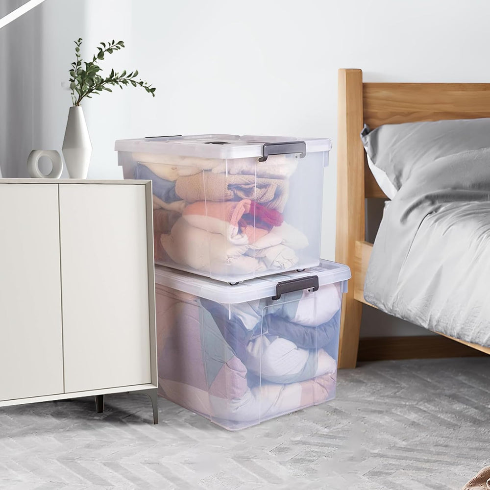 90 Quart 4-Pack Stackable Clear Storage Bins with Lids