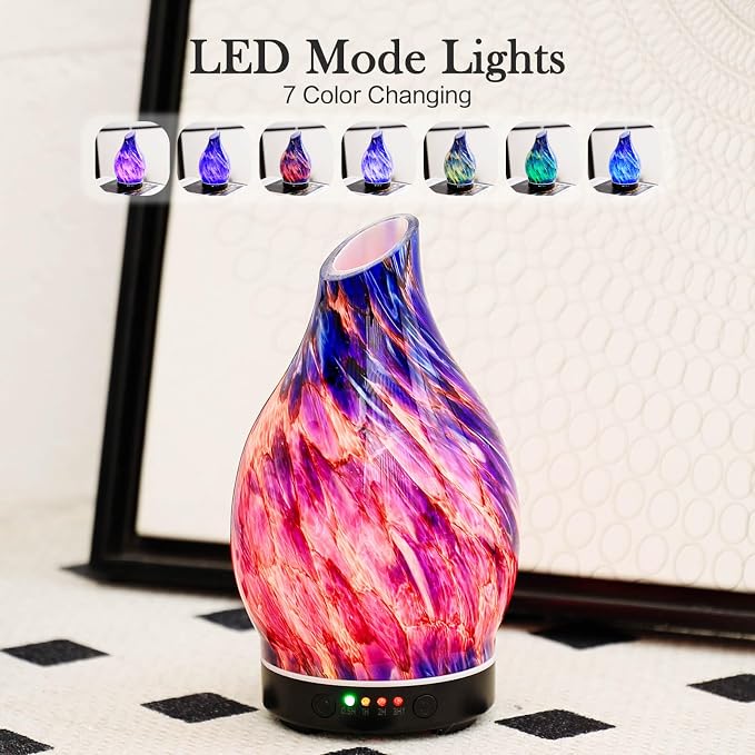 Porseme 150ml Essential Oil Diffuser Glass Color Changing Aroma Air Diffusers - Image 2