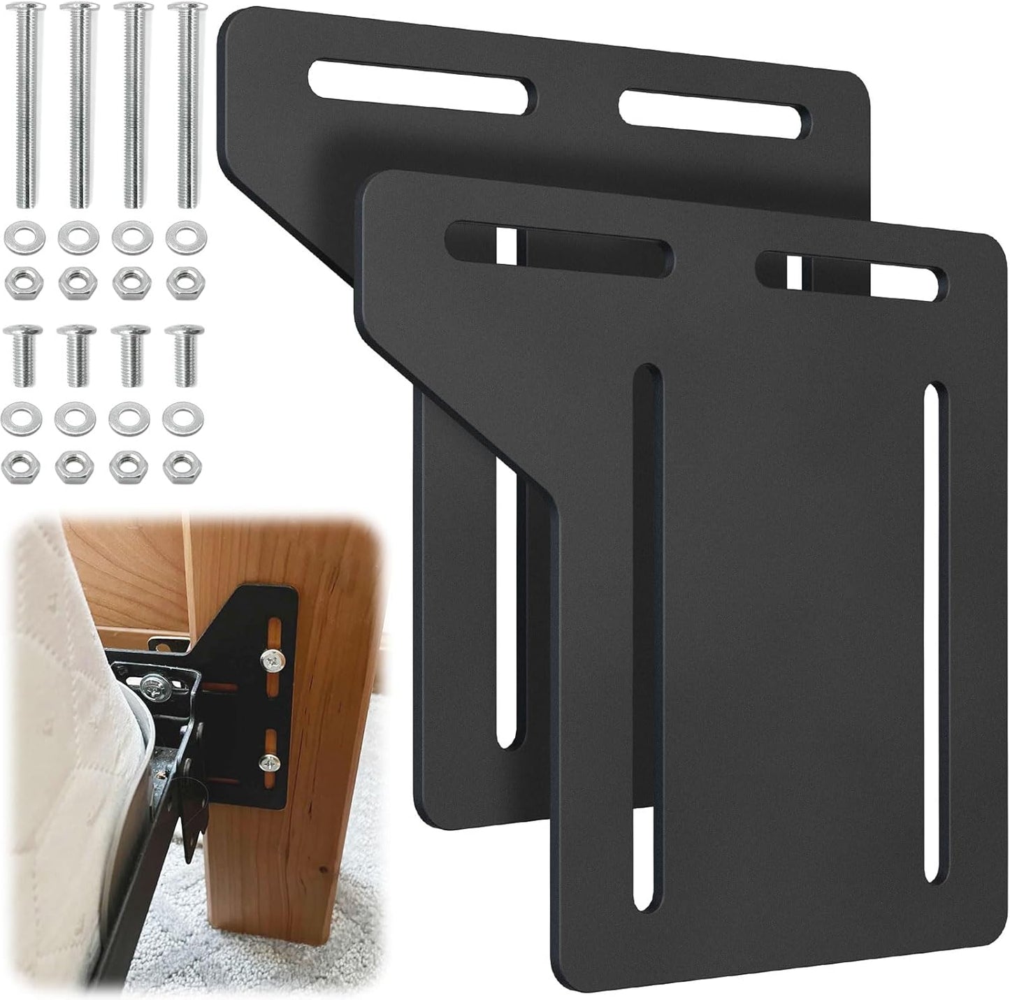 Yuleimy Full to Queen Conversion Kit, Headboard Brackets Adapter, 2 Pack | Heavy Duty Steel Bed Modification Plate Fits Headboard Adapter Kit And Bed Frame Adapter For Headboard