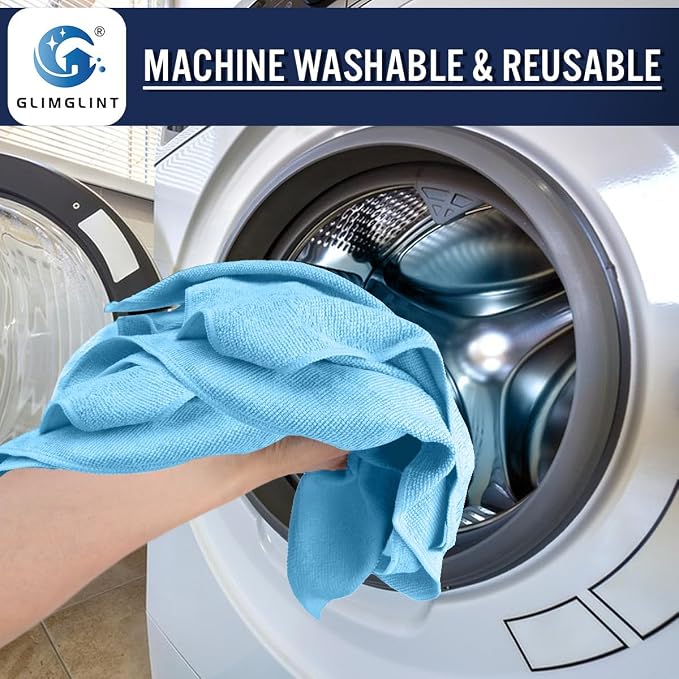 GLIMGLINT Blue Microfiber Cleaning Cloth, 150 Pack Microfiber Towels - Image 6
