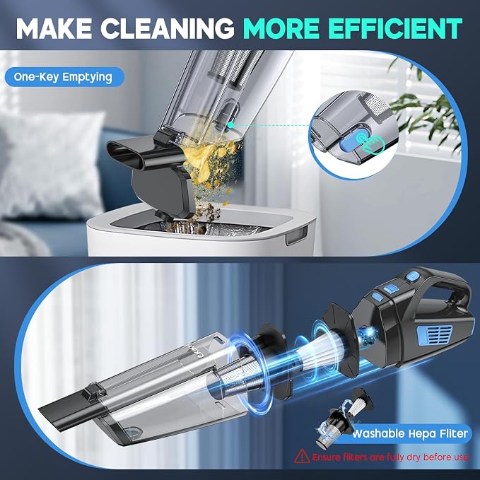 Handheld Vacuum Cordless, 15000PA Strong Suction Hand Held Car Vacuum Cleaner - Image 6