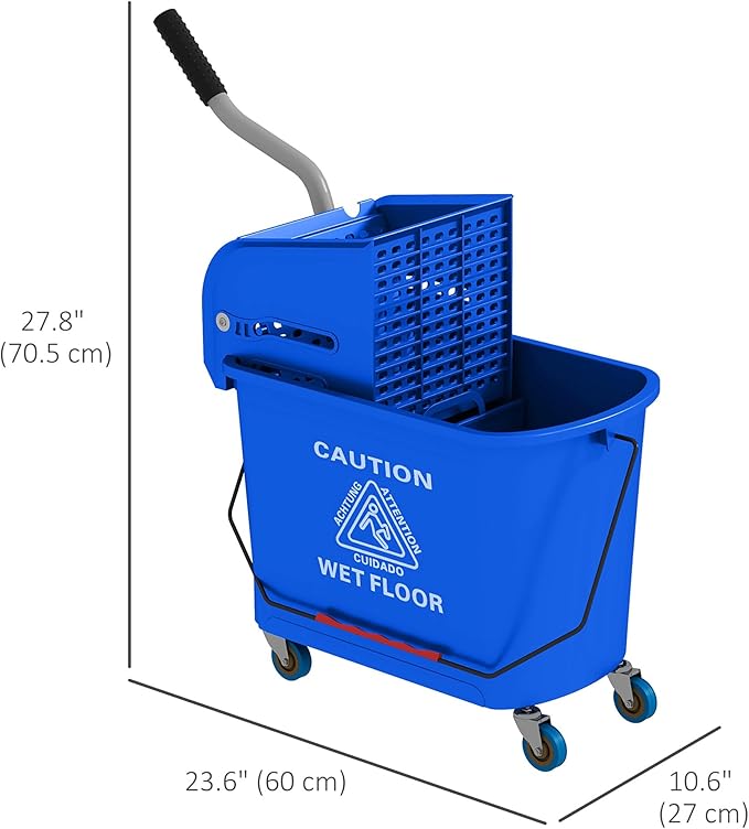 HOMCOM Compact Mop Bucket with Wringer on Wheels - Image 7