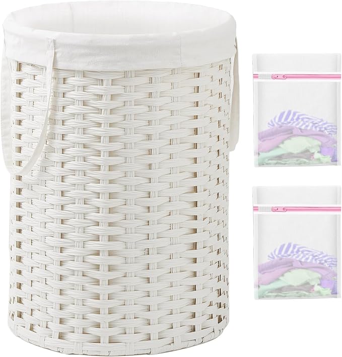 Laundry Basket Round Rattan Laundry Hamper 29.1 Gal Handwoven Large Wicker by SETVSON