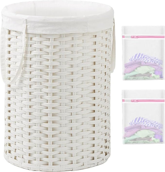 Laundry Basket Round Rattan Laundry Hamper 29.1 Gal Handwoven Large Wicker by SETVSON