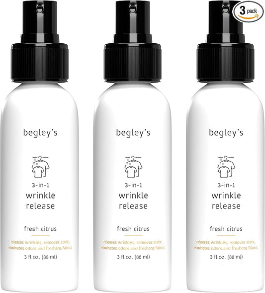 Begley's 3-in-1 Wrinkle Remover, Quick Fix Wrinkle Release, Static Cling Remover by Begleys