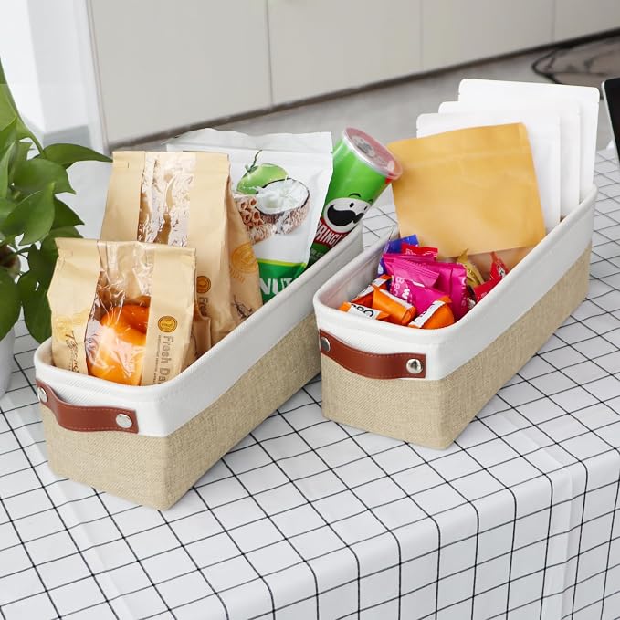 Univivi 4PC Long Narrow Storage Baskets, Small Fabric Storage Bins - Image 3