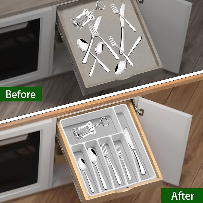 Silverware Organizer Utensil Organizer Holder Kitchen Drawer Organizer Plastic - Image 4