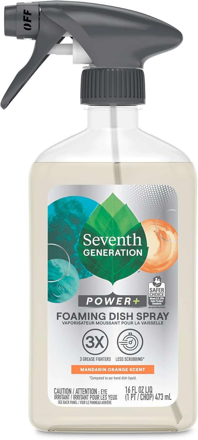 Seventh Generation Foaming Dish Spray, Power+ Mandarin Orange, 3 Powerful by SeventhGeneration