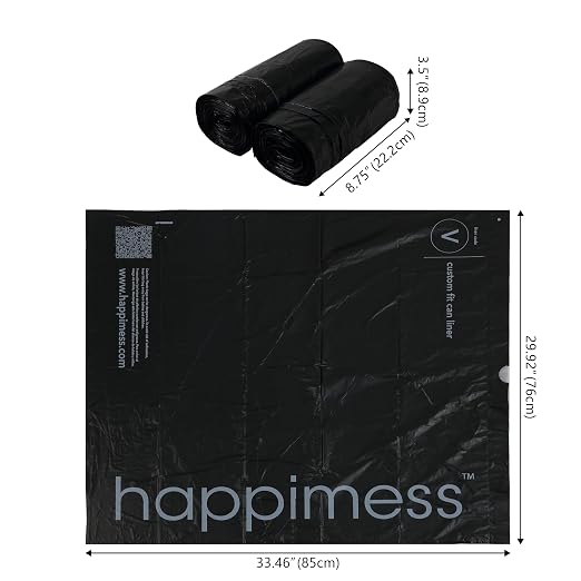 happimess HPM3000V-BLACK 30 Gallon Drawstring Unscented Trash Can Liner - Image 2