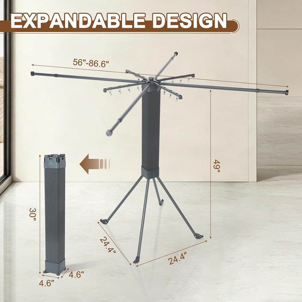 4-Legged Clothes Drying Rack Foldable Extending Laundry Rack,Grey