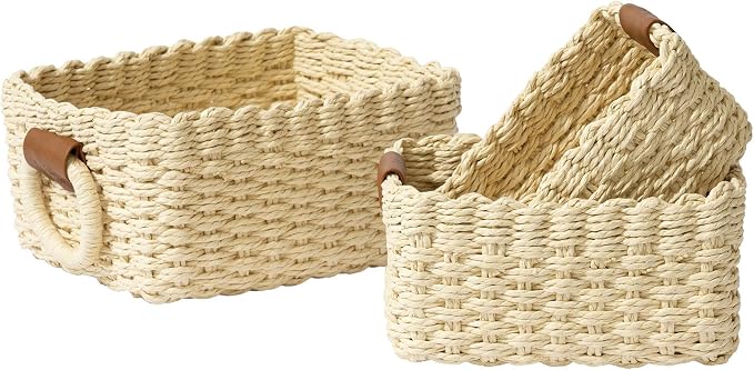 LA JOLIE MUSE Small Beige Wicker Baskets by LaJol%C3%ADeMuse