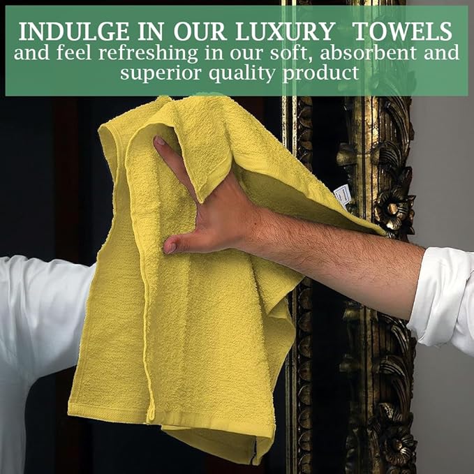 Cotton Terry Towel Rags Yellow 14x17|Pack of 60|Super Absorbent|Quick Dry - Image 4