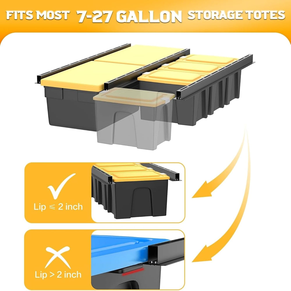 WALMANN Overhead Tote Storage Rails System, Garage Ceiling Bin Storage Rack
