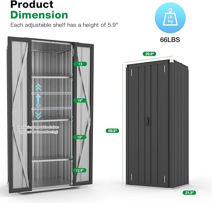 AECOJOY Outdoor Storage Cabinet, Outdoor Cabinets Waterproof - Image 5