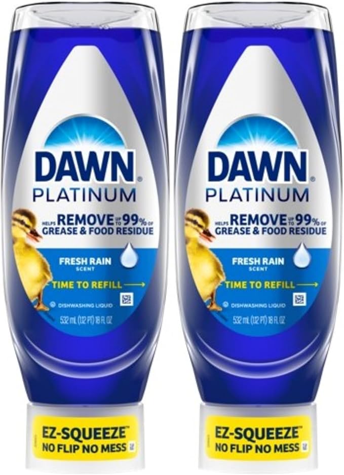 Dawn Platinum EZ-Squeeze Dish Soap, Dishwashing Liquid, Fresh Rain, 2x18oz - Image 9