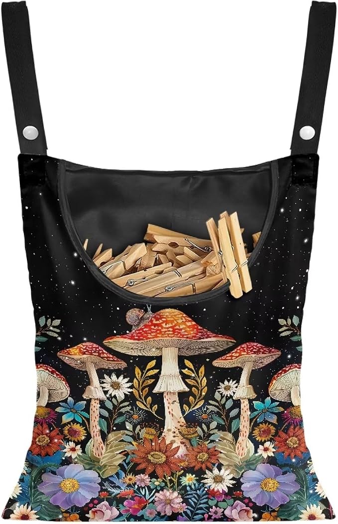Mushroom Clothespin Storage Hanger Bags Laundry Clothespin Bag, Clothespin Bag by CREAMIC