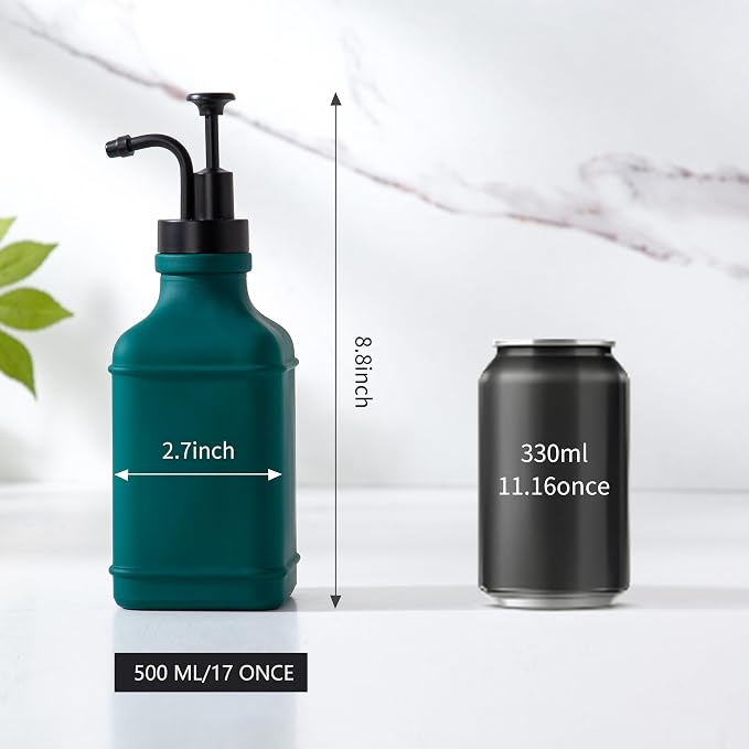 Enra Glass Soap Dispenser with Clear Window, 12oz Matte Stainless Steel Hand - Image 4