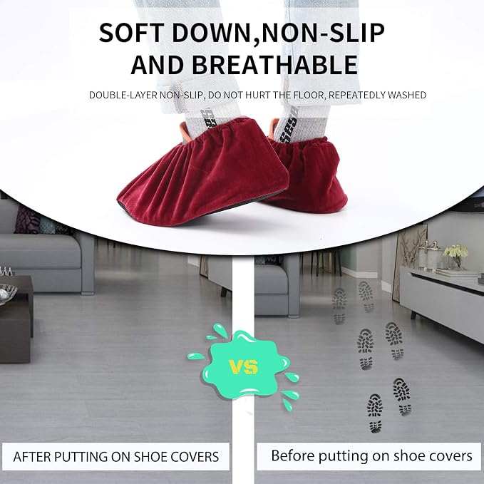 5 Pairs Reusable Non Slip Shoe Covers, Premium Soft Washable Thickened Boot - Image 2