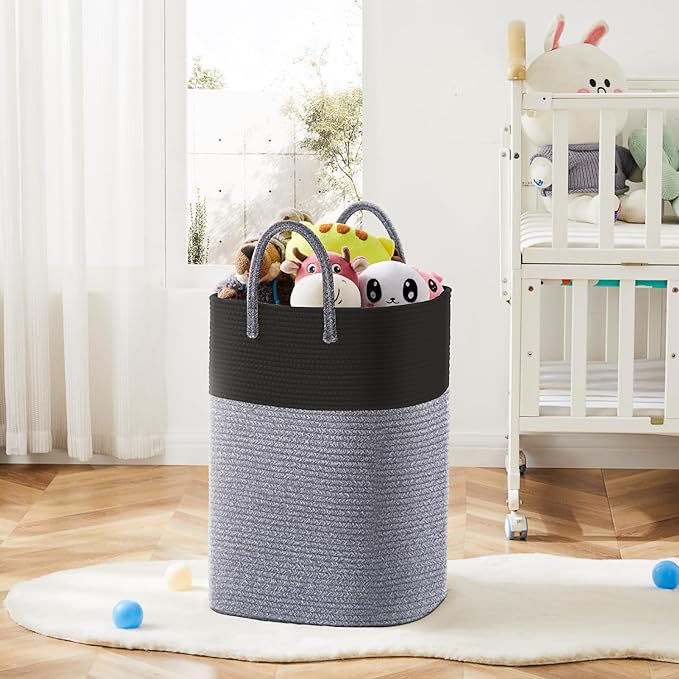 Laundry Basket, Woven Cotton Rope Laundry Hamper, Versatile Storage - Image 6