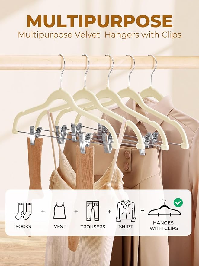 HOUSE DAY Velvet Skirt Hangers 24 Pack, Space Saving Slim Shorts Hanger - Image 2