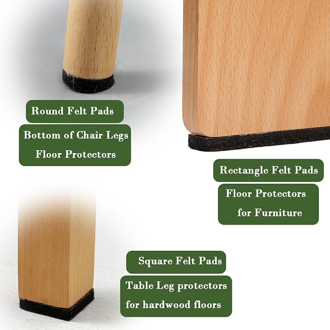 Fursafe&Q Felt Furniture Pads for Hardwood Floors -Self Adhesive Felt Chair Leg - Image 7