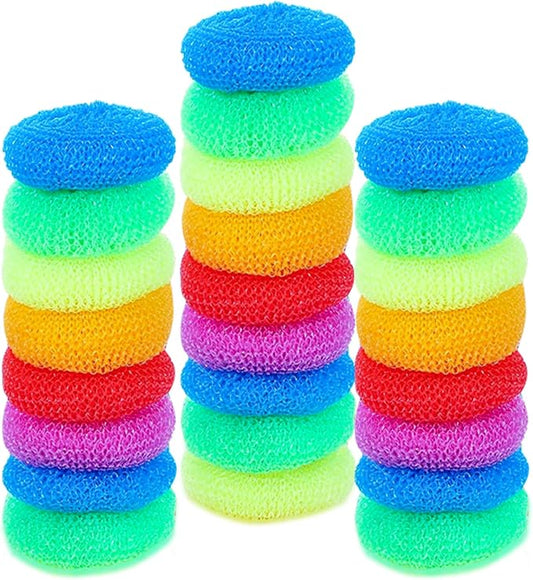 25 Pcs Plastic Dish Scrubbers, Reusable Non-Scratch Nylon Scouring Pads Bulk by SeewtLice