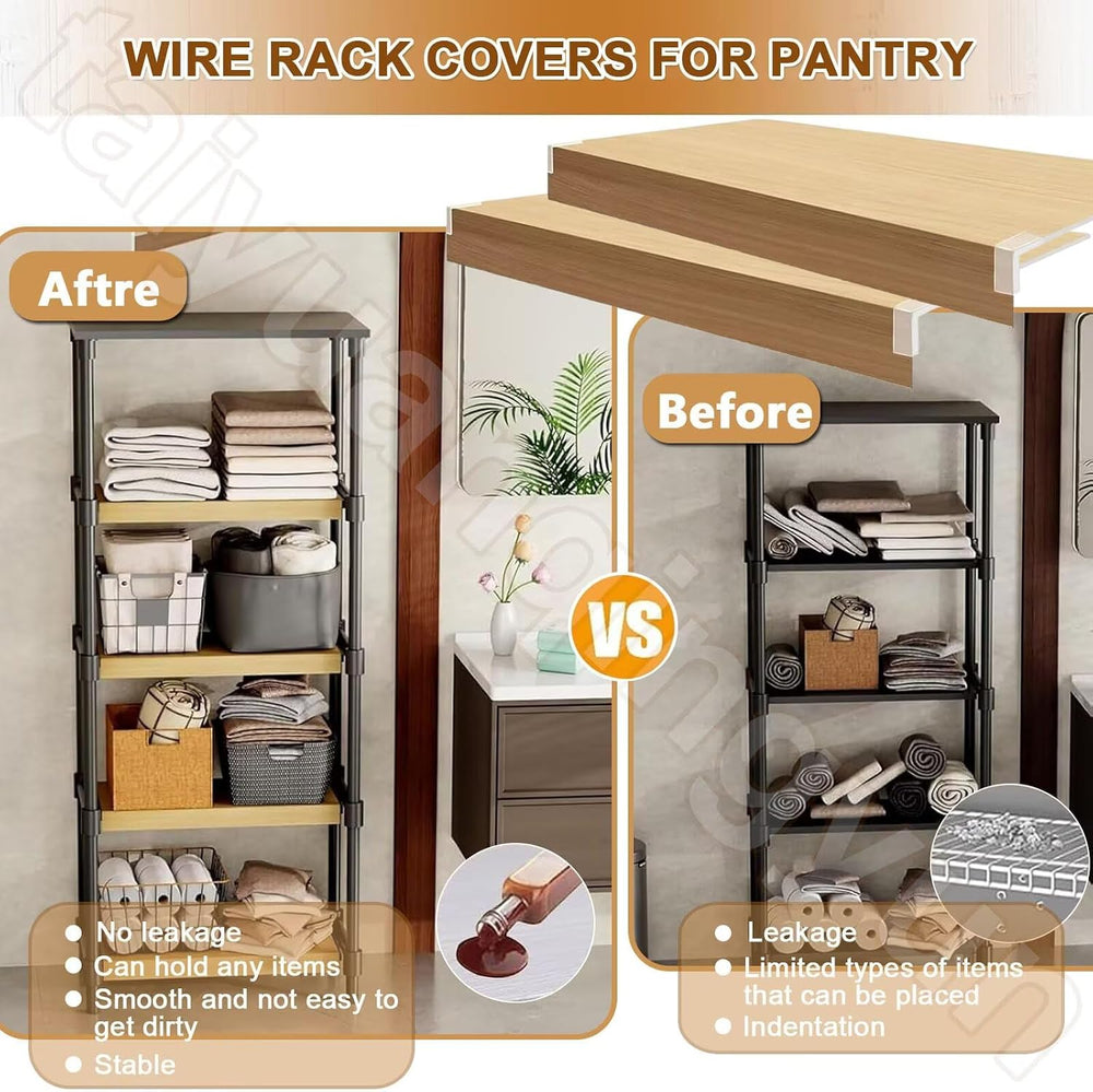 Wire Shelf Cover 16x28 inch, 4Pcs Faux Walnut Wood Shelf Covers for Wire Shel...