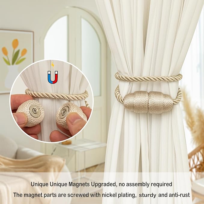 Magnetic Curtain Tiebacks Rope Curtain Tie Backs - Image 3