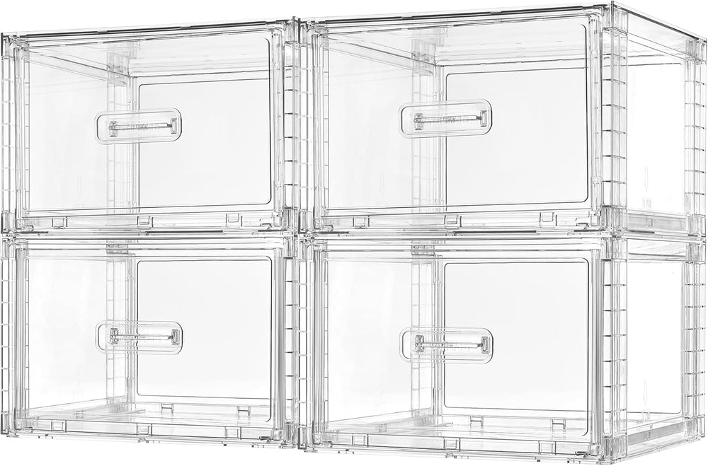 Vtopmart 4 Pack Clear Stackable Closet Storage Drawers 15QT, Medium