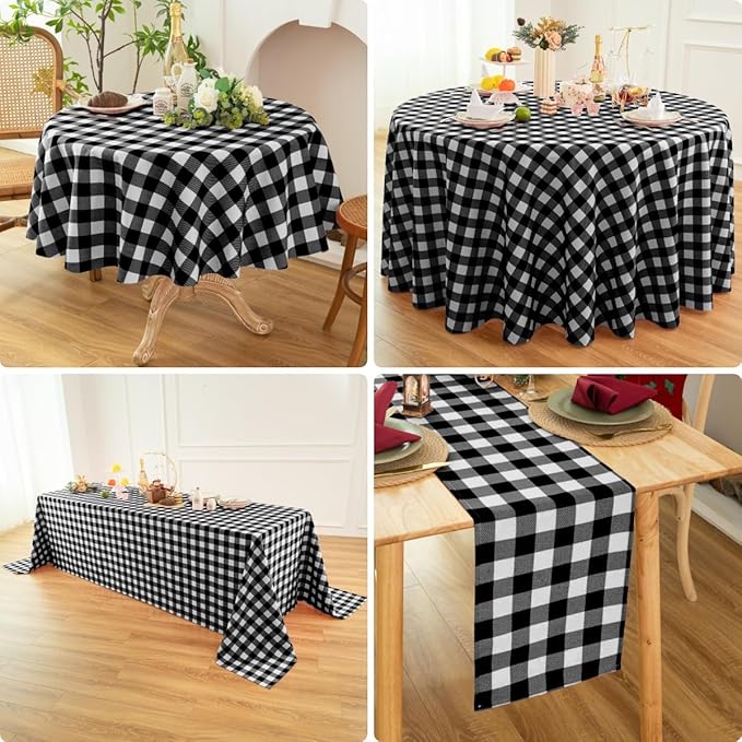 Waterproof Checkered Tablecloth Runner Fabric - Image 4