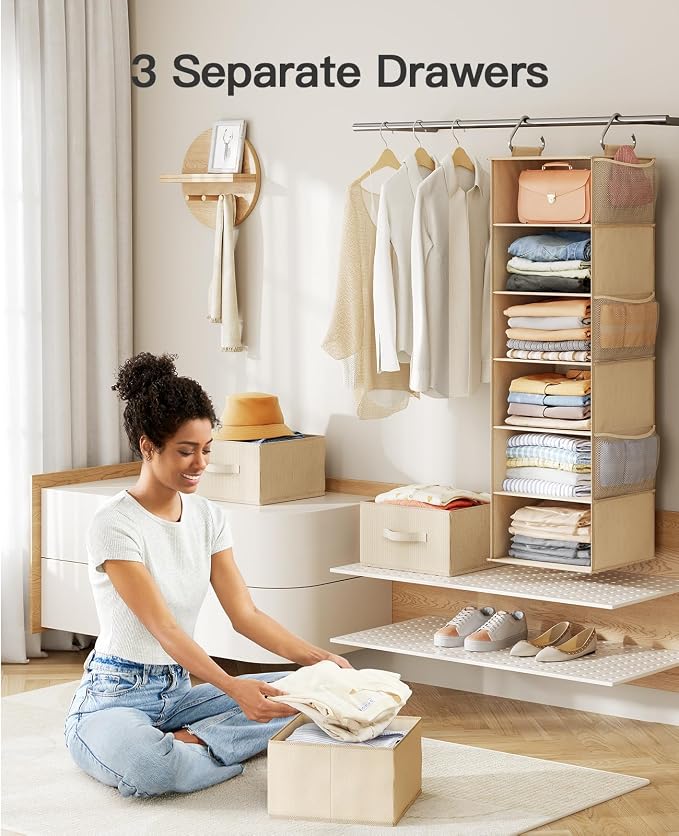 Pipishell Hanging Closet Organizer 6-Shelf, Hanging Shelves - Image 2
