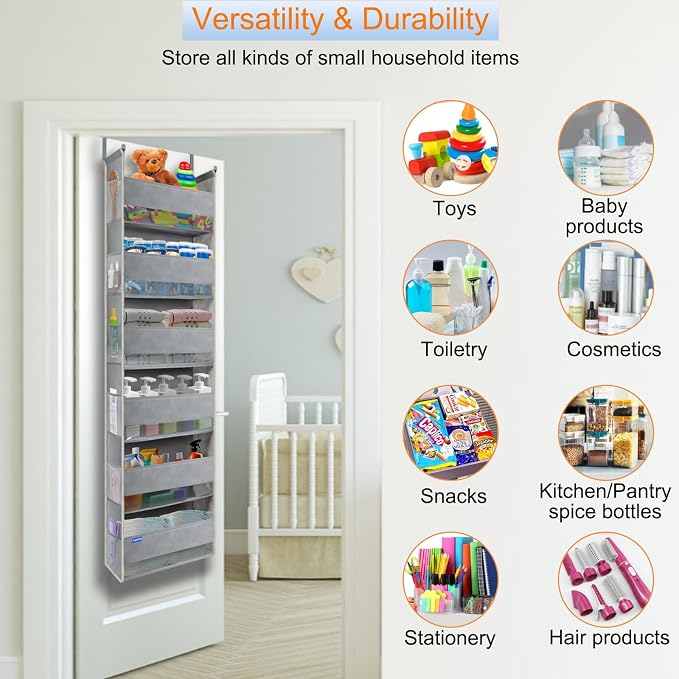 Extra Large Over The Door Organizer Storage 6-Shelves and 12 Side Pockets - Image 4